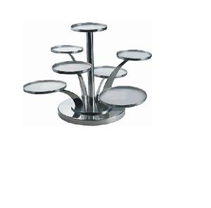 Soporte de pastel de metal con cristales colgantes Forma redonda Soporte de pastel de diseñador decorativo Calidad premium de la India - Product Image 5