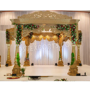Mandap de Boda con Aspecto de Madera, Elegante Mandap con Pilares de Elefante para Bodas, Exclusivo Mandap con Base de Elefante, EE. UU. - Product Image 1