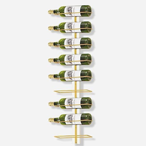 Moderno soporte de pared para botellas de vino de metal. Acabado dorado vertical elegante. Stock al por mayor disponible a precio de fábrica. - Product Image 1
