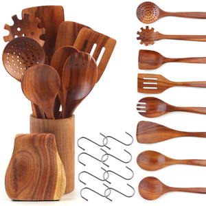 Cuillère et spatule en bois rustiques faites à la main, outils de cuisine écologiques, ustensiles en bois artisanaux, petites cuisines - Product Image 2