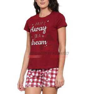 Conjunto de Verano Personalizado para Mujer, Casual, de 2 Piezas, Corto, Sólido, 100% Algodón, Manga Corta, Cuello Redondo - Product Image 2