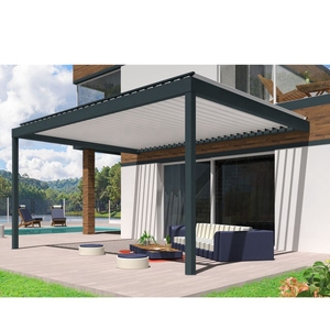 Pergola <span class=keywords><strong>de</strong></span> jardin motorisée bioclimatique Pergola d'extérieur à <span class=keywords><strong>toit</strong></span> rétractable en aluminium 5x4 - Product Image 1