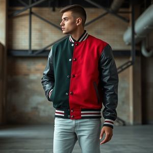 Veste d'université de conception recadrée OEM pour hommes, design vintage, commande en gros, manches en cuir, laine 380 GSM, usine directe au Pakistan - Product Image 2