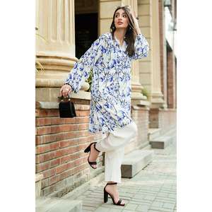 Conjunto de Dos Piezas de Chifón con Estampado de Ondas Blancas para Mujer, Estilo Casual, Primavera/Verano, Shorts - Product Image 5