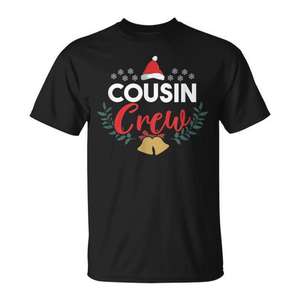 T-shirt de Noël Cousin Crew, costume de vacances en famille, noir, taille adulte - Product Image 1