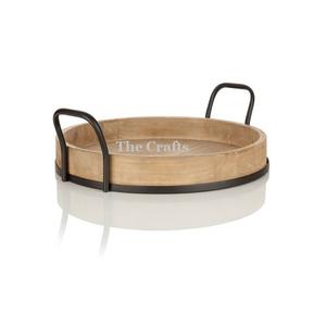 Plateau de service alimentaire au design attrayant avec poignée en cuir, articles de cuisine pour hôtel, plateau à fruits et à en-cas à prix raisonnable - Product Image 2