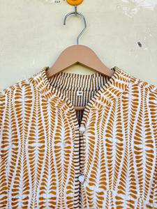 Chaqueta acolchada de algodón con estampado de bloque de mano reversible transpirable Chaqueta corta de algodón - Product Image 2