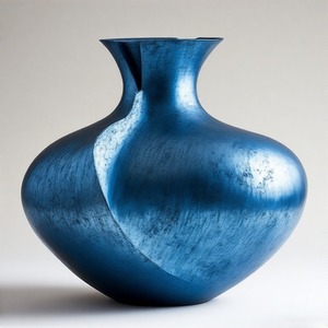 Vase bleu émaillé RoyalCoast avec intérieurs anciens ornementaux Vase de sol en métal Design floral en relief Déclaration de décoration pour la maison - Product Image 4