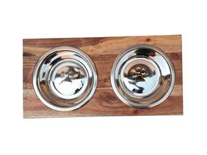 Cuencos de comida y agua de Metal de alta calidad superventas, cuencos de alimentación antideslizantes de acero inoxidable para perros, soporte de madera maciza, cuencos para mascotas, comederos - Product Image 3