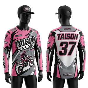 เสื้อเจอร์ซีย์มอเตอร์ครอสผู้ชาย 140 GSM ผ้าโพลีเอสเตอร์ตาข่าย ระบายอากาศได้ดี สีน้ำเงินดำ ดีไซน์แผงสี  ลายพิมพ์แบบซับลิเมชั่น  โลโก้สั่งทำได้  ทรงสำหรับแข่งรถ - Product Image 6