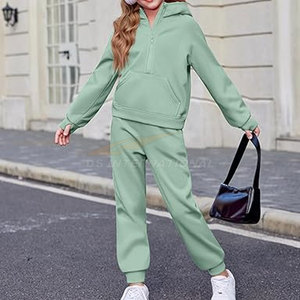 ชุดวอร์มลำลองสำหรับเด็กผู้หญิงชุดวอร์มผ้าระบายอากาศมีฮู้ดและกางเกงจ๊อกกิ้งมีซิปแบบทันสมัยสำหรับฤดูใบไม้ร่วงฤดูหนาว - Product Image 2