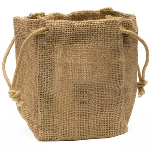 Ensemble de 2 Sacs en toile de jute de petite taille avec nœud en corde, parfaits pour les sacs d'épicerie, sacs naturels de première qualité par ACMI - Product Image 3