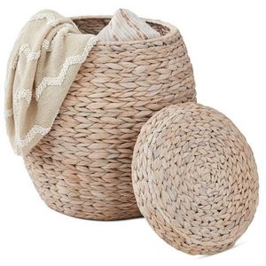 Cheap Wholesale Natural Lightweight Water Hyacinth <b>Basket</b> With <b>Handles</b> & High Quality For Easy and Convenient Storage - Product Image 4