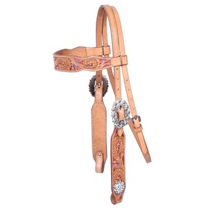 Headstall de cheval en cuir véritable réglable Western Headstall pour cheval - Product Image 6