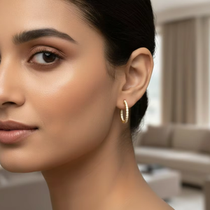 <b>Gold</b> Set Inside-Outside Diamond <b>Hoop</b> <b>Earring</b> For Women - Product Image 5