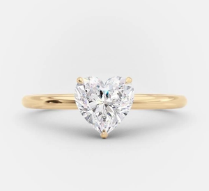 Bague en diamant taillé en coeur en or massif 10 carats diamant cultivé en laboratoire bague de fiançailles en diamant taillé en coeur de mariage bague Halo cachée - Product Image 1