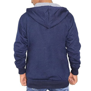เสื้อมีฮู้ดแบบซิปใส่ได้สำหรับผู้ชายผ้าฝ้าย100% แบบกำหนดเองได้สไตล์สบายลายพื้นสำหรับฤดูหนาวย้อมสีล้วน - Product Image 3