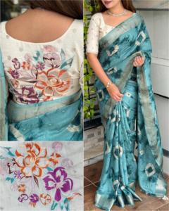 Evergreen Design Viscose Coton Avec Fil Broderie Saree Femme Fabricant De Mode Et Fournisseur De Surat Au Taux Le Plus Bas - Product Image 3