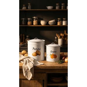 Cesta de Metal de 2 Niveles para Patatas y Cebollas con Tapa Metálica - Cesta para Verduras - Cesta de Almacenamiento para Patatas y Cebollas Blanca/Blanca - Product Image 4