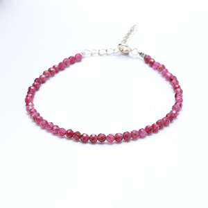 Bracelet en argent sterling rubis rouge pour femmes à la mode beaux bijoux en pierres précieuses avec chaîne pour mariage et fêtes idée cadeau - Product Image 3