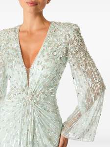 Vestidos de Noche de Gasa de Lujo con Mangas Largas, Silueta Recta, Vestidos de Novia Transpirables, Antiestáticos, Color Nude para Fiestas - Product Image 6