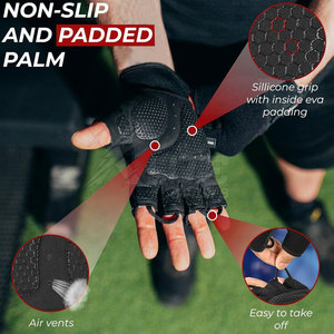 Guantes de Gimnasio de Neopreno de Medio Dedo con Ajuste Cómodo, Soporte para la Estabilidad de la Muñeca, Rendimiento en Ejercicios, Transpirables, Antideslizantes y Ligeros - Product Image 4