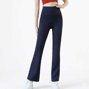 Wholesale Custom Mid Waist Skinny Fit Fleece <b>Flare</b> Yoga Pants Breathable Stretchy Workout <b>Leggings</b> Solid - Product Image 1