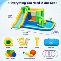 Tobogán Acuático Inflable de Doble Función con Piscina, Tela Oxford Reforzada 420D+840D, Capacidad para 225 kg, 5 Personas, Disponible en Stock, Diseño de Castillo