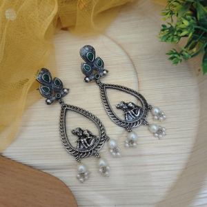 Premium Quality PRIYA Radha Krishna Earrings | Ethnic Religious Jewelry | <b>Indian</b> Supplier Export - Product Image 5