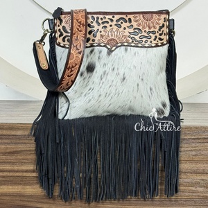 Nouveau sac à franges en cuir de vachette véritable de haute qualité, conçu par un créateur, grande capacité, sacs à bandoulière en cuir véritable pour femmes - Product Image 1