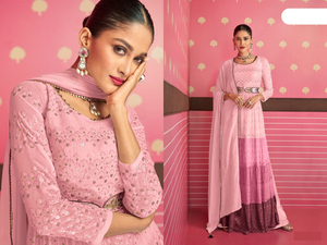 Georgette lourde costume pakistanais avec broderie travail vente en ligne de vêtements indiens et pakistanais - Product Image 4