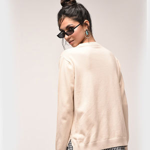 Sudaderas de cuello redondo personalizadas OEM/ODM para mujer, con diseño a medida, tela 100% algodón, mangas largas, ropa informal elegante. - Product Image 4