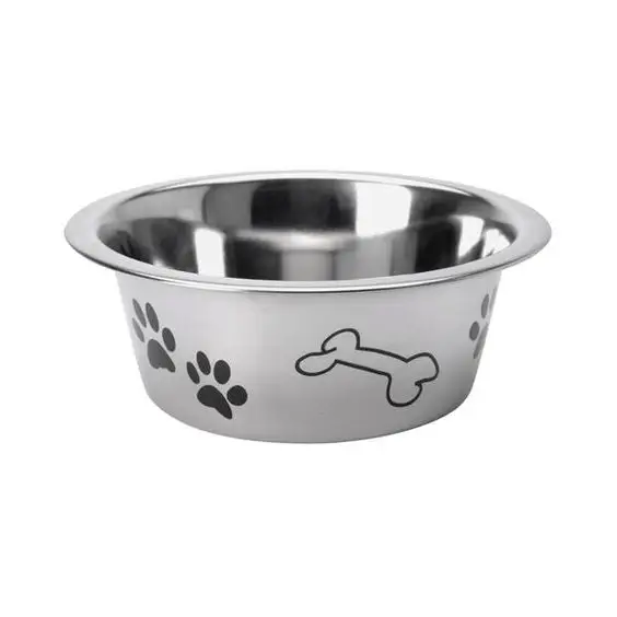 Mangkuk perlengkapan hadiah hewan peliharaan besar mangkuk makanan khusus bergambar tulang anjing dan kaki Aksesori kucing dan anjing ramah lingkungan dengan tingkat yang dapat diandalkan