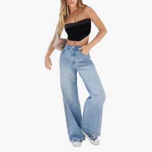 กางเกงยีนส์ขายาวมีกระดุมเอวสูงสไตล์ลำลองของผู้หญิงแฟชั่นผู้หญิง - Product Image 3