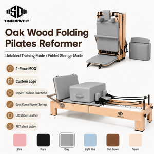 Machine de Pilates Reformer en Bois d'Hévéa Légère et Pliable, Lit de Pilates Portable pour la Maison, Équipement de Fitness Personnalisable et Compact - Product Image 1