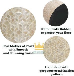 Table d'appoint ronde en incrustation de nacre faite à la main Table d'appoint en bois élégante pour meubles de maison de luxe - Product Image 2