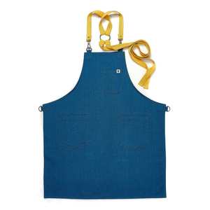Delantal de Trabajo de Mezclilla Lavada al Ácido Amarillo para Cocina y Barbacoa, Uso Comercial para Restaurantes, Baristas y Camareros con Logotipo Bordado - Product Image 1