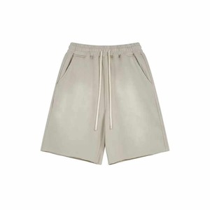 Pantalones cortos de felpa francesa de algodón pesado para hombre, ropa de calle con bordado desgastado, pantalones cortos de cintura doble lavados con ácido - Product Image 2