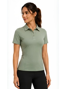 Camiseta de Polo Ecuestre de Manga Corta para Mujer, Personalizada OEM, Colores Personalizados, Corte Ajustado, Secado Rápido, Transpirable, Capa Base para Montar a Caballo - Product Image 1