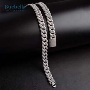 Cadena cubana pavimentada de diamante de moissanita de 15mm chapada en oro de 14 quilates de plata 925 para hombre con cierre de caja grande para hombre - Product Image 5