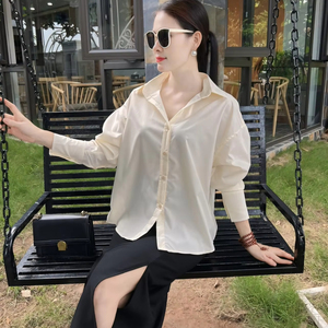 Femmes nouvelle mode affaires décontracté couleur unie chemise automne/hiver surdimensionné manches longues revers col boutonné lâche printemps - Product Image 1