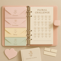 Ensemble cadeau économique LABON Floral, agenda A6 avec couverture gaufrée, organiseur, classeur, outils de jardinage, stylo et boîte à souvenirs pour femmes et mamans