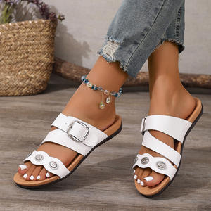 รองเท้าแตะผู้หญิงสำหรับฤดูร้อน รองเท้าแตะแบบเปิดนิ้วเท้า ดีไซน์ทันสมัย ระบายอากาศได้ดี น้ำหนักเบา กันลื่น เหมาะสำหรับชายหาดทราย - Product Image 2