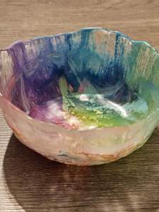 ชามเสิร์ฟเรซินสไตล์โบราณทำด้วยมือไม่ซ้ำใครสำหรับห้องครัวและรับประทานอาหารทรงกลมดีไซน์แบบเรซิน - Product Image 3