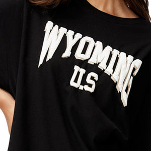 T-shirt en jersey surdimensionné 100% coton pour femmes Impression personnalisée Logo Plus Size Casual Leisure Style Simple Blank Design for Button - Product Image 6