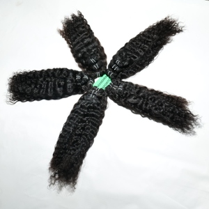 En gros Vierge Cuticule Aligné Brut Pas Cher Indien Naturel Noir Couleur Bundles Bouclés Temple Extensions de Cheveux Humains - Product Image 4