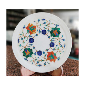 Vente chaude 9 pouces Premium qualité pur Makrana marbre incrustation plaque de travail écologique forme ronde pour hôtel décor à la maison - Product Image 1