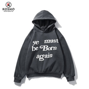 เสื้อฮู้ดผ้าฝ้าย100% ใส่ได้ทั้งชายและหญิงมีฟองโฟมฝรั่งเศส & 3D สำหรับพิมพ์พัฟทรงโอเวอร์ไซส์ออกแบบได้ตามที่ต้องการพร้อมโลโก้ของผู้ชาย - Product Image 4