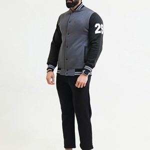 Chaqueta de Béisbol de Lona de Invierno para Hombre, Bordada Personalizada, Venta al por Mayor, Cuello Alto, Lana, Etiqueta Privada, Diseño Universitario en Blanco - Product Image 4