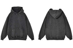 Sweat à capuche oversize unisexe en coton délavé à l'acide, style streetwear, doux et confortable - Product Image 2